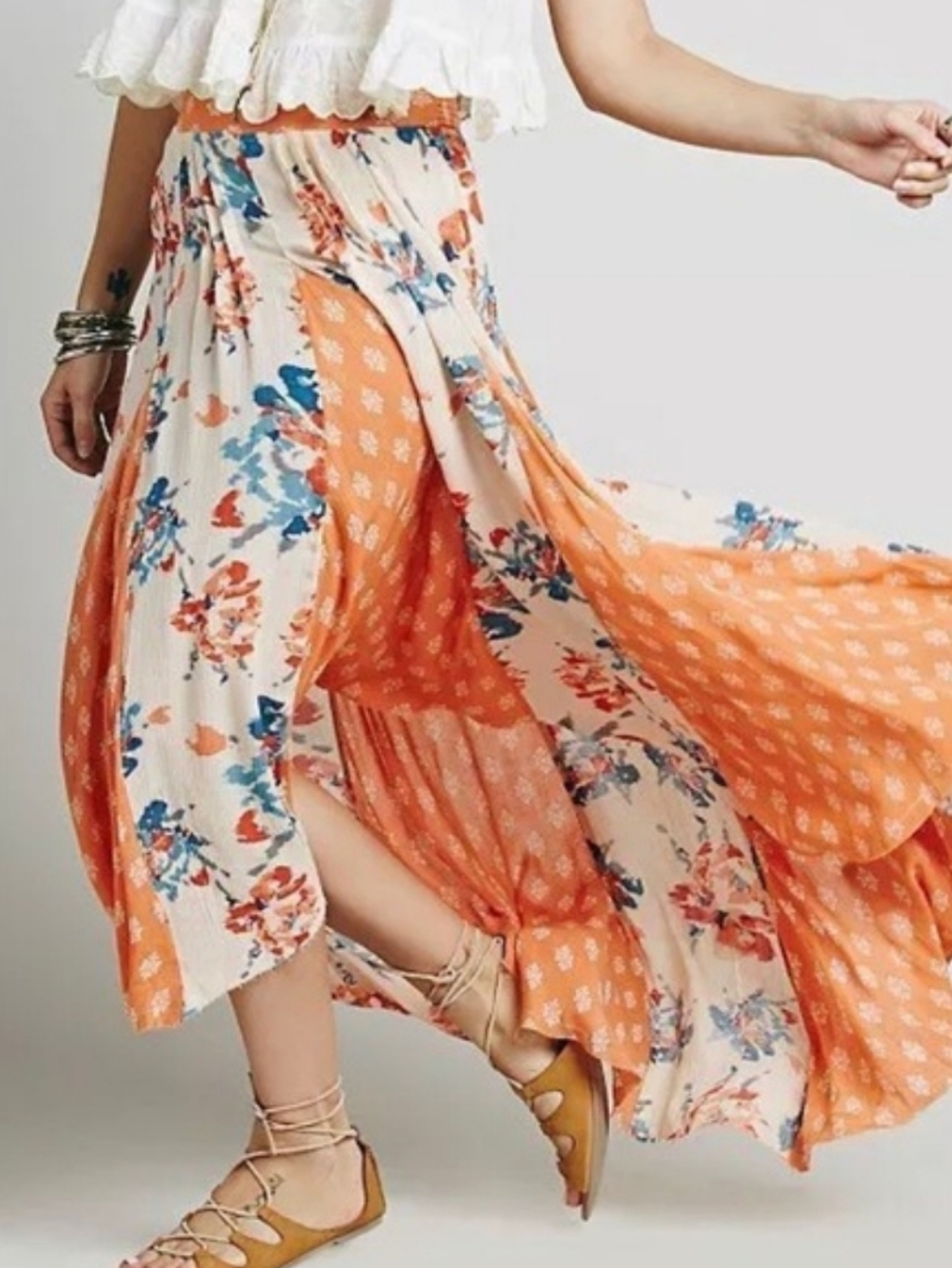 Free People Show Off Your Skirt Gauze boho high low midi maxi - Picture 3 of 13